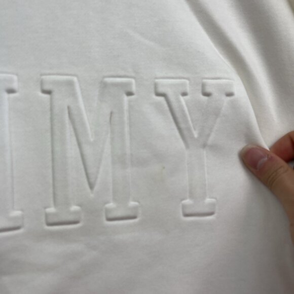 Y2K Tommy Hilfiger Sweatshirt Crew Neck Mens XXL White Embossed Spell Out Read - Picture 8 of 16